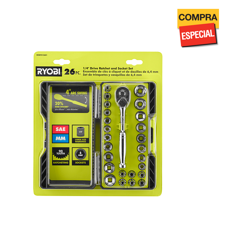 Photo: Juego de matraca con dados con cuadro de 1/4" ( 26 piezas)