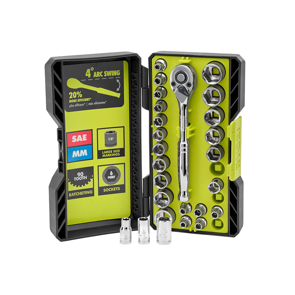 26 PC. 1/4" Drive Ratchet and Socket Set Image 1